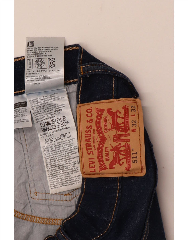 LEVI'S Herre 511 Slim Jeans W32 L32 Marineblå Bomuld