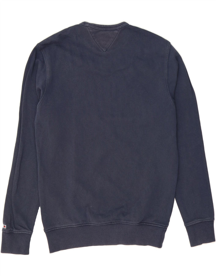 TOMMY HILFIGER Mens Graphic Sweatshirt Jumper Medium Navy Blue Cotton Vintage Tommy Hilfiger and Second-Hand Tommy Hilfiger from Messina Hembry 