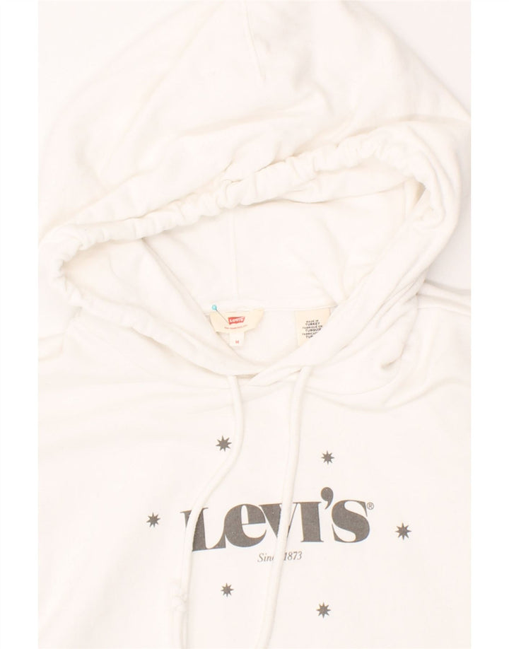 LEVI'S Mens Graphic Hoodie Jumper Medium White Cotton Vintage Levi's and Second-Hand Levi's from Messina Hembry 