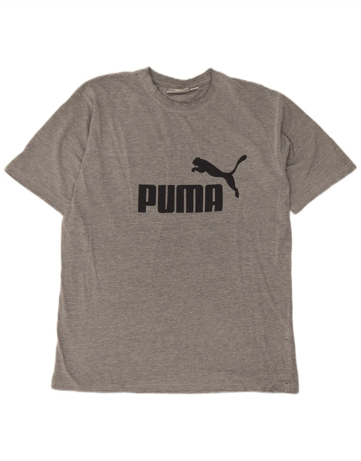 Puma Herre Grafisk T-Shirt Top Stor Grå Flecked