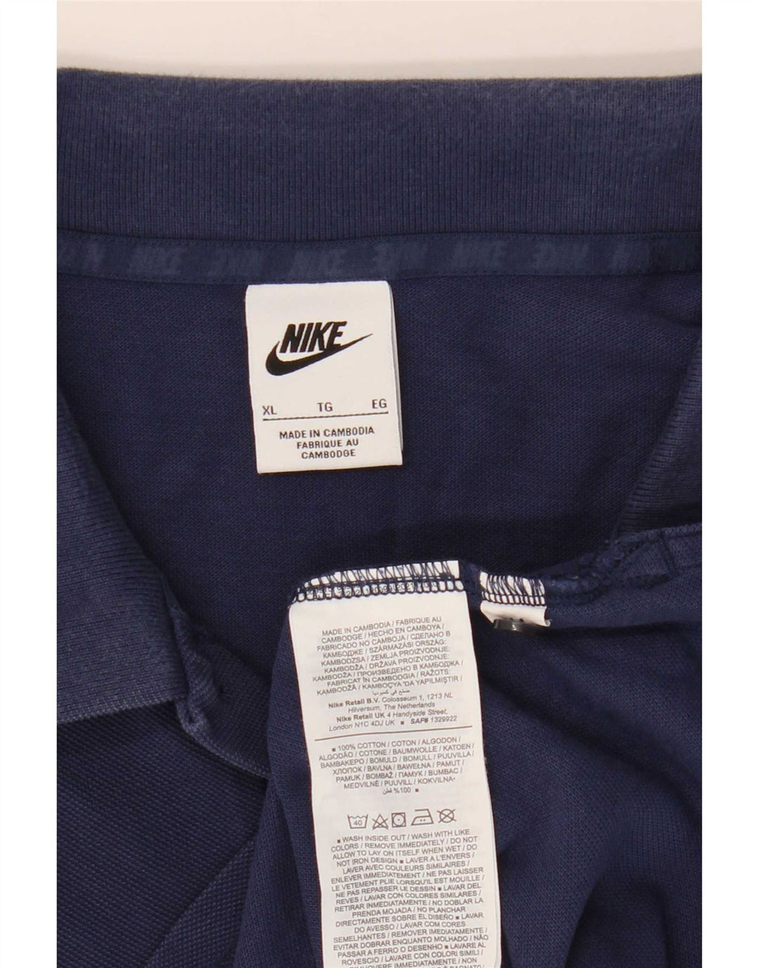 Nike herre poloshirt XL marineblå bomuld