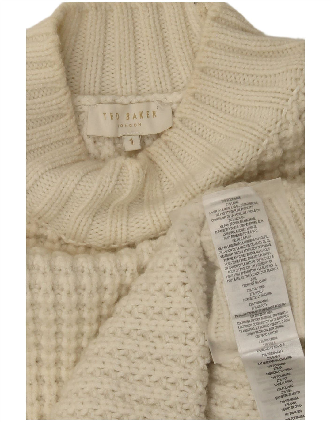 Ted Baker Dame Longline Turtle Neck Sweater Størrelse 1 XS Beige