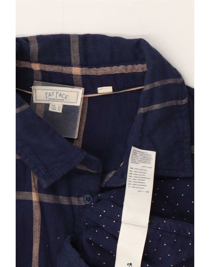 Fat Face Dameskjorte UK 14 Large Navy Blue Ternet Bomuld