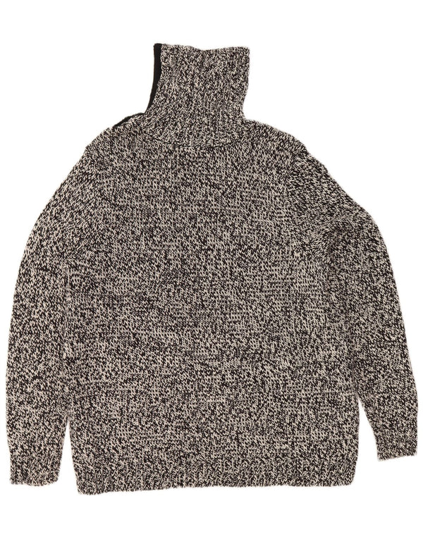 Chaps Dame Roll Neck Jumper Sweater UK 18 XL Sort Flecked Bomuld