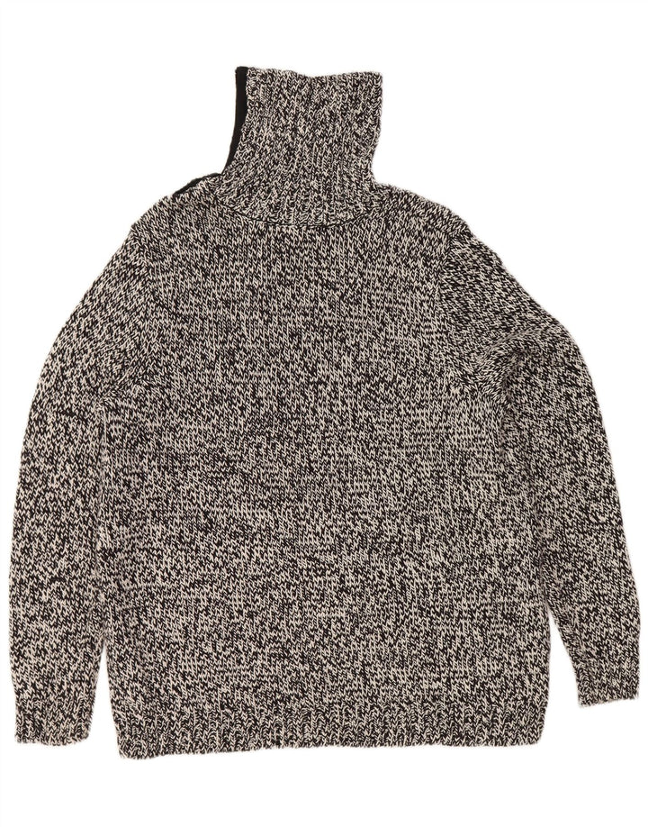 Chaps Dame Roll Neck Jumper Sweater UK 18 XL Sort Flecked Bomuld