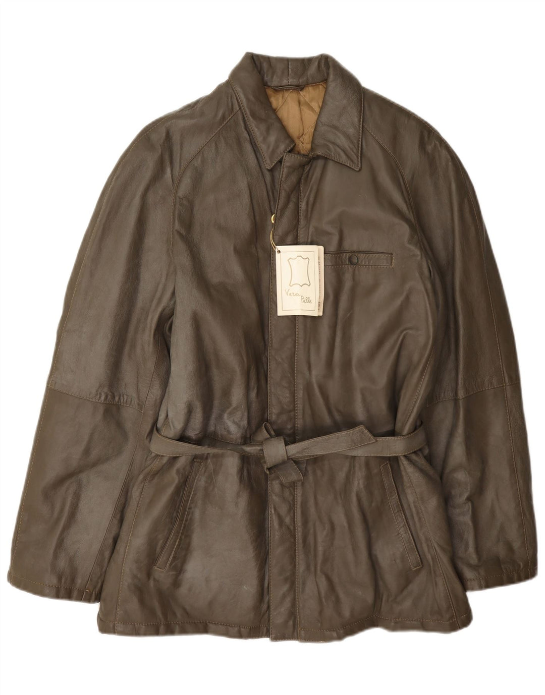 Vintage herre læderjakke IT 48 Medium Khaki