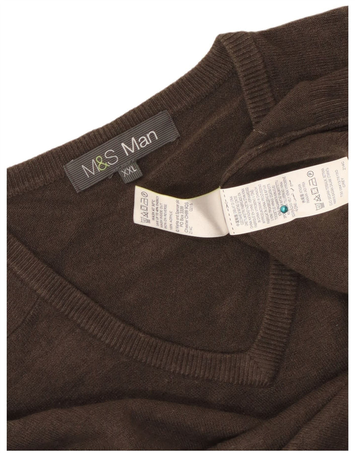 Marks & Spencer Herre V-hals sweater 2XL Grå Akryl