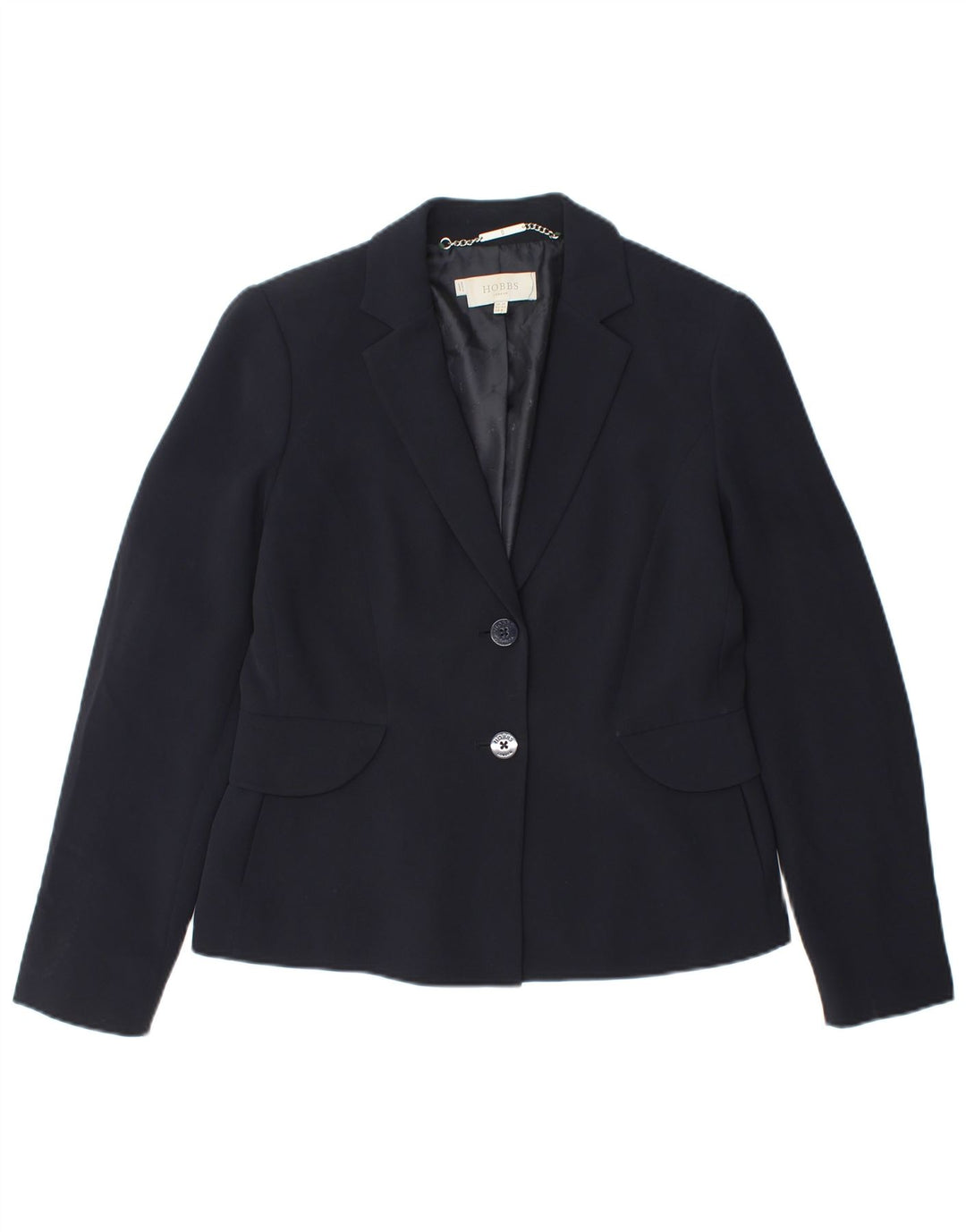 HOBBS Dame 2-knaps blazerjakke UK 12 Medium Navy Blue Polyester