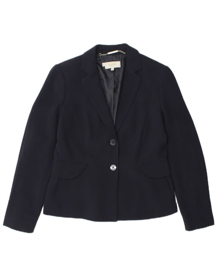 HOBBS Dame 2-knaps blazerjakke UK 12 Medium Navy Blue Polyester