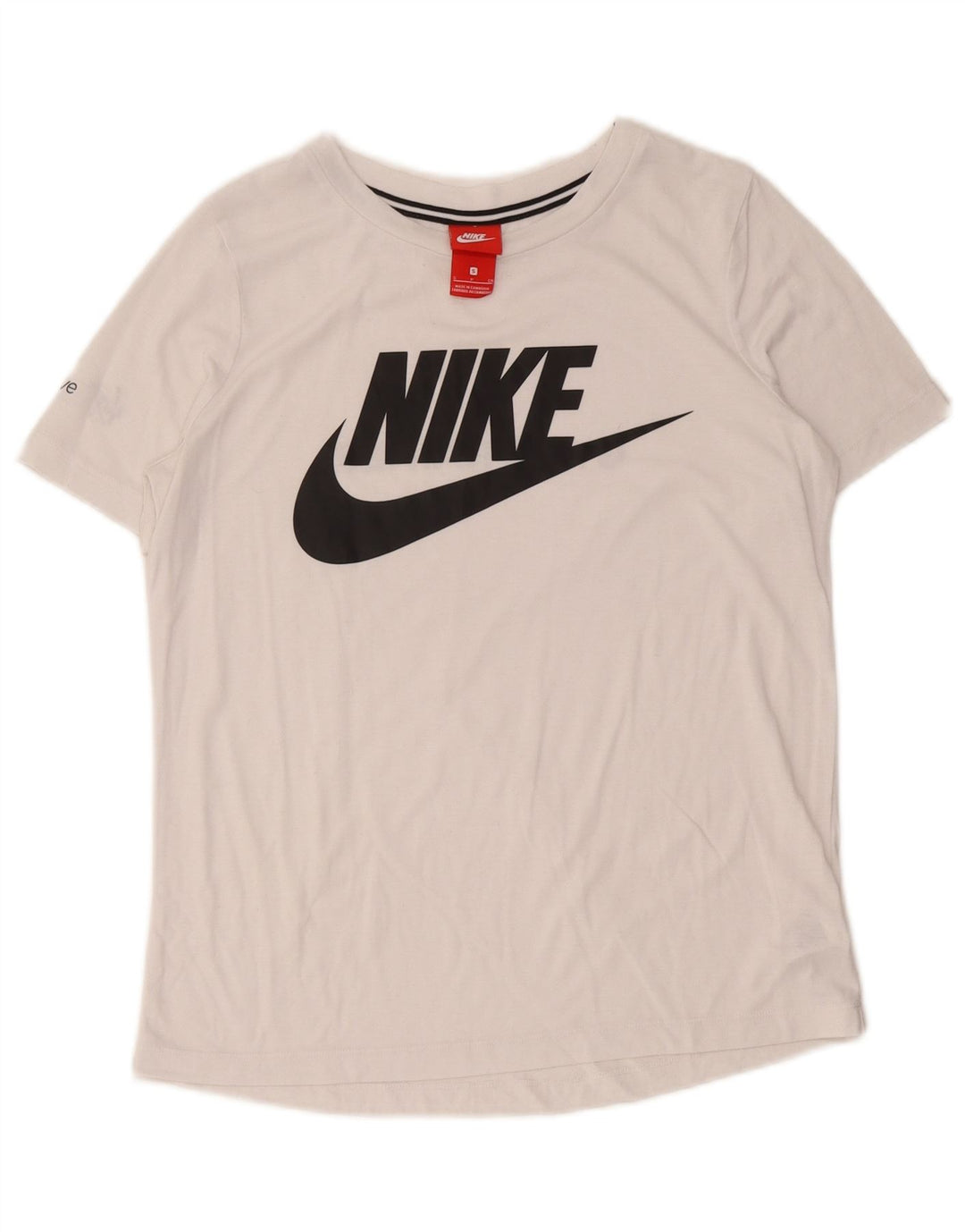 Nike Grafisk T-Shirt Top UK 10 Small White Polyester