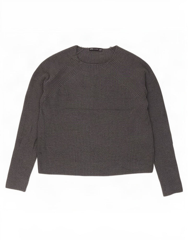 Marks & Spencer dame sweater med rund hals i overstørrelse UK 10 lille grå