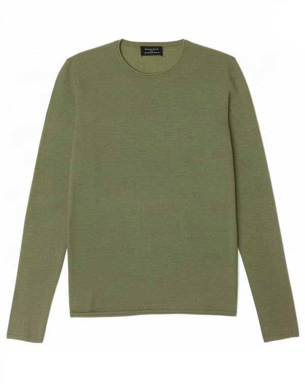 Zara Herre sweater med rund hals, mellemgrøn