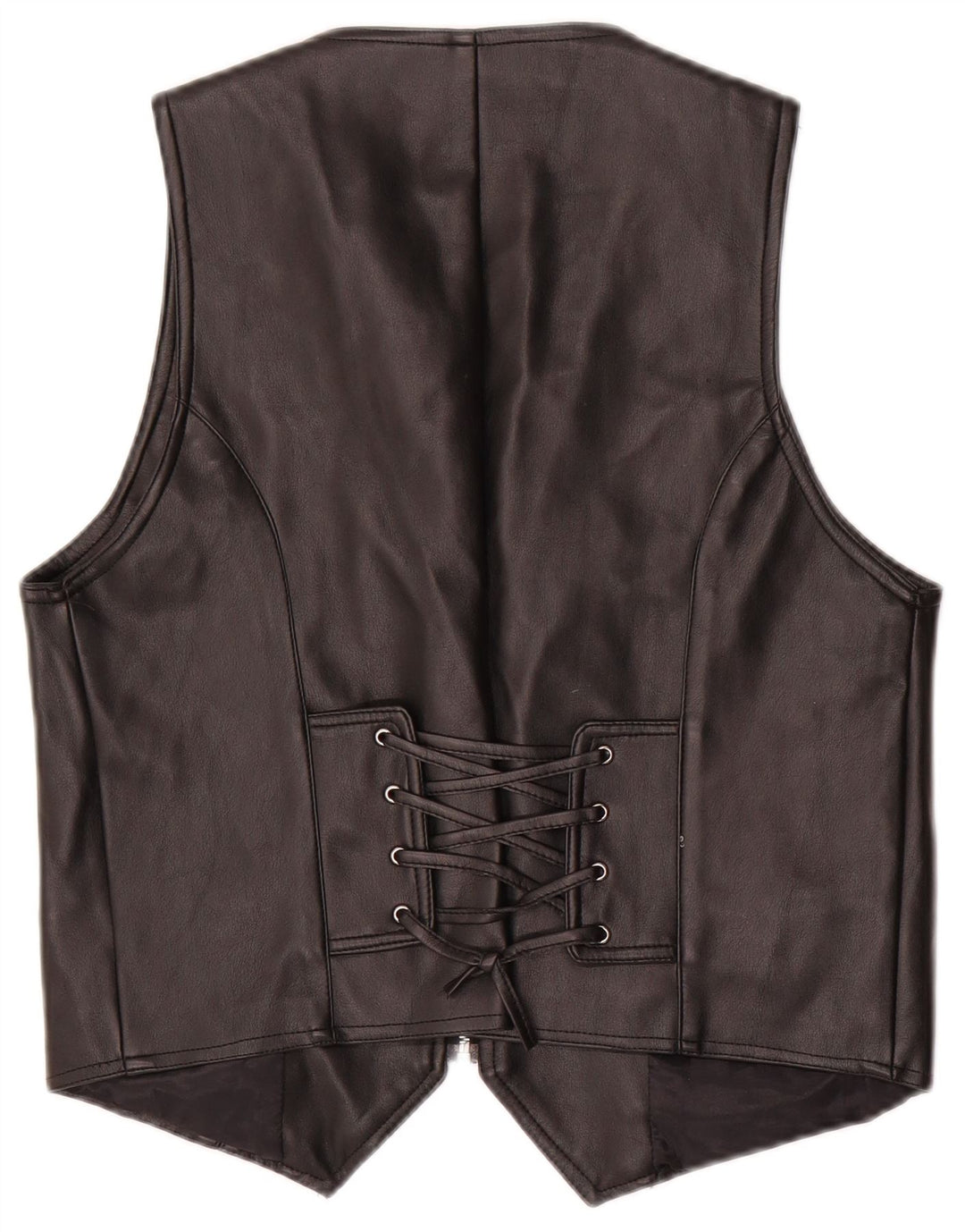 Vintage dame læder vest UK 20 2XL Sort