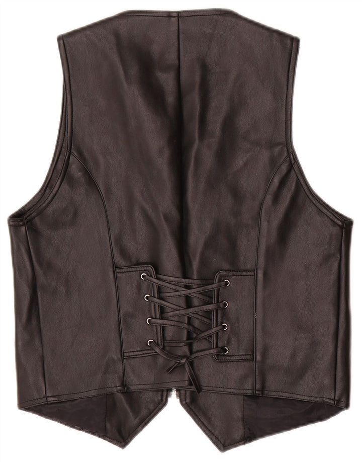 Vintage dame læder vest UK 20 2XL Sort