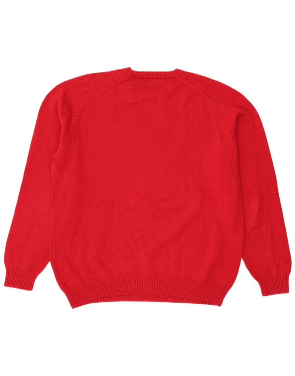 Peter Fitch Herre Crew Neck Jumper Sweater Stor Rød Bomuld