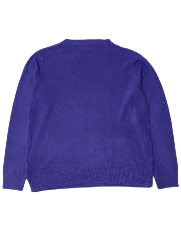 Marks & Spencer Dame Boat Neck Jumper Sweater UK 16 Large Blue Acryl