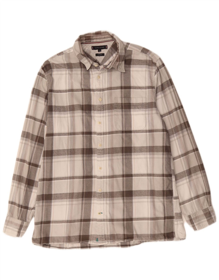Tommy Hilfiger Herre Regular Fit Flanellskjorte XL Grå Plaid Bomuld