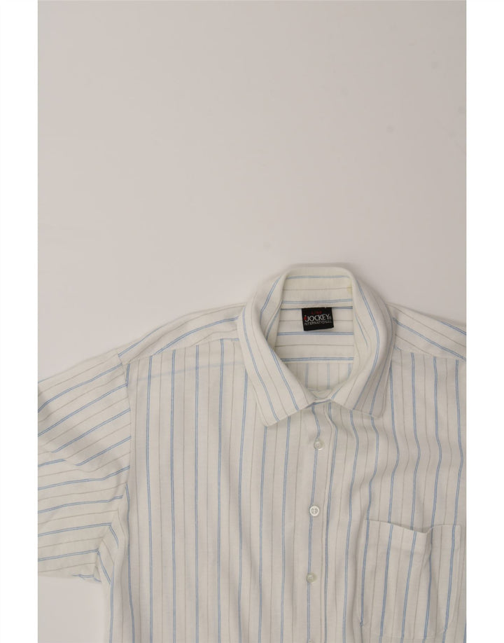 JOCKEY Mens Short Sleeve Shirt IT 52 Large Blue Striped Vintage Jockey and Second-Hand Jockey from Messina Hembry 