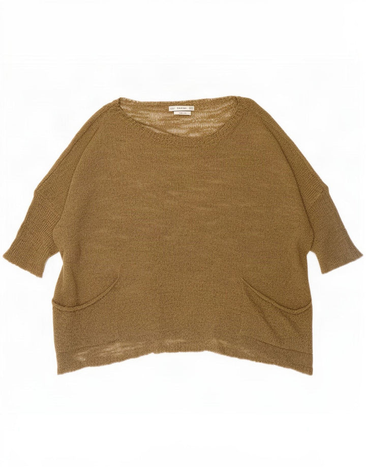 Zara Dame Oversized Bluse Top UK 10 Small Khaki