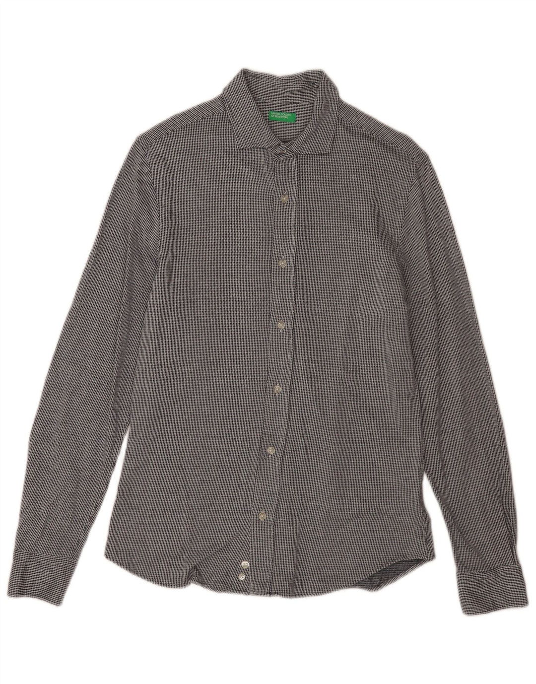 Benetton Herreskjorte Medium Grå Houndstooth Bomuld