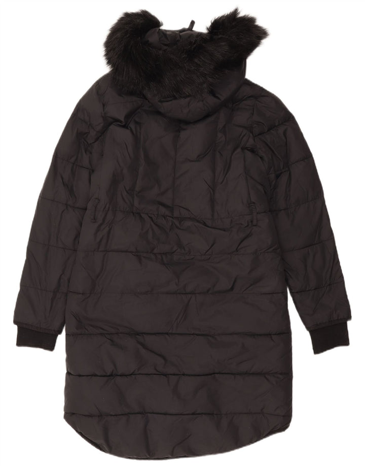 Whistles Dame Hætte Polstret Frakke UK 14 Medium Sort Polyamid