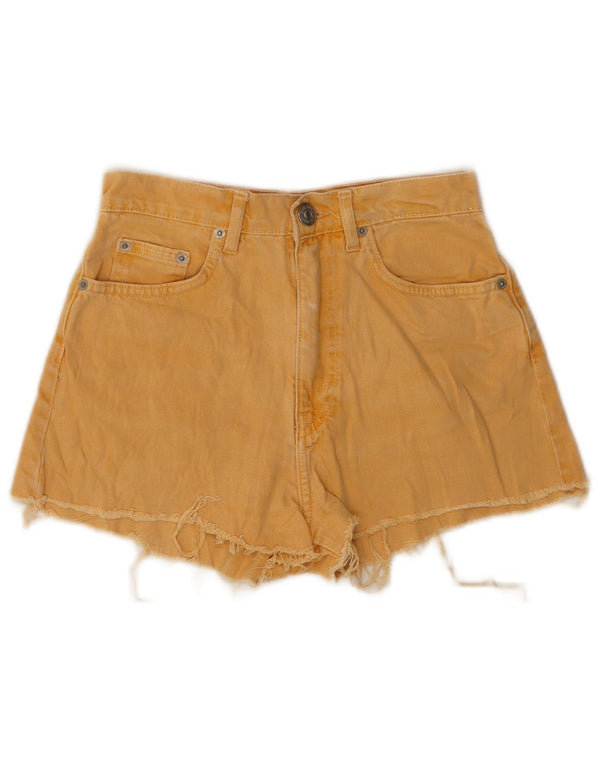 ZARA Dame Denim Shorts EU 34 2XS W24 Gul