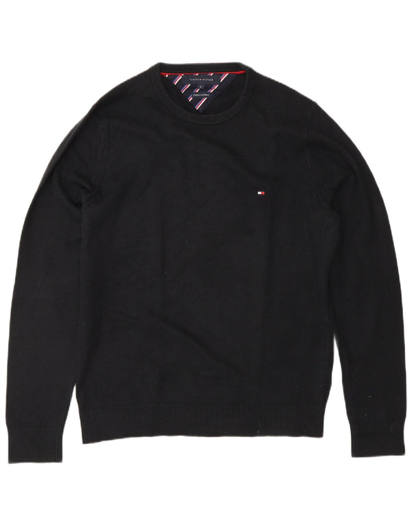 Tommy Hilfiger Mens Crew Neck Jumper Sweater Small Navy Blue Cotton