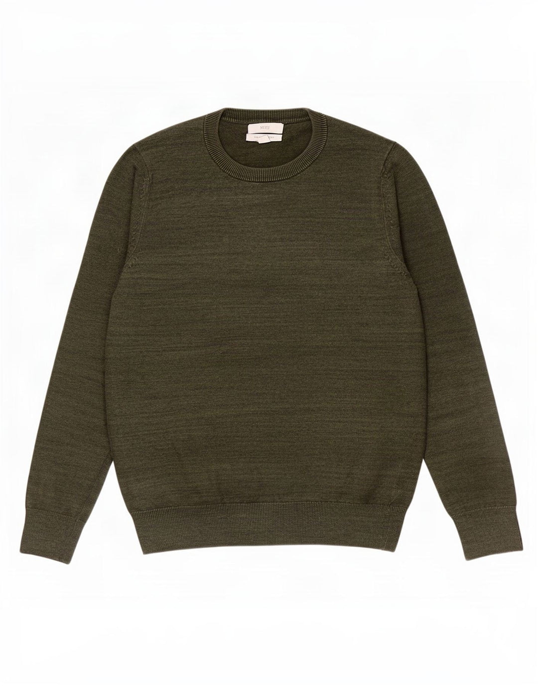 Marks & Spencer Herre sweater med rund hals, lille Khaki Flecked Bomuld