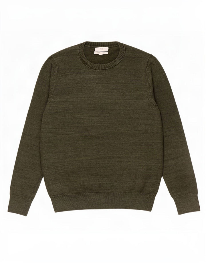 Marks & Spencer Herre sweater med rund hals, lille Khaki Flecked Bomuld