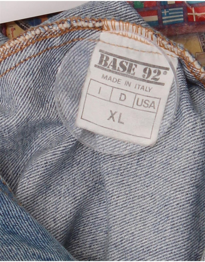 Base 92 Herre grafisk denimjakke UK 42 XL Blå