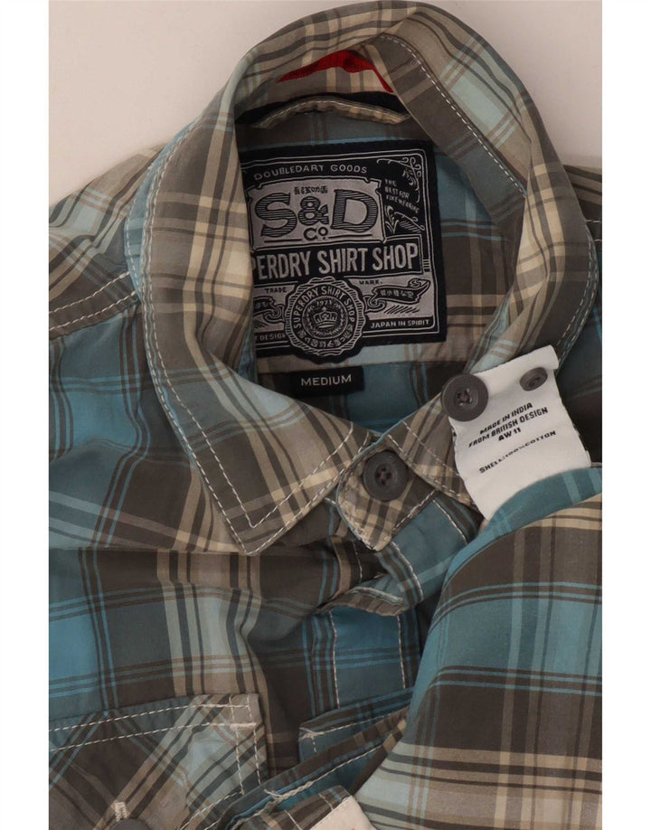 Superdry herreskjorte mellemblå plaid bomuld
