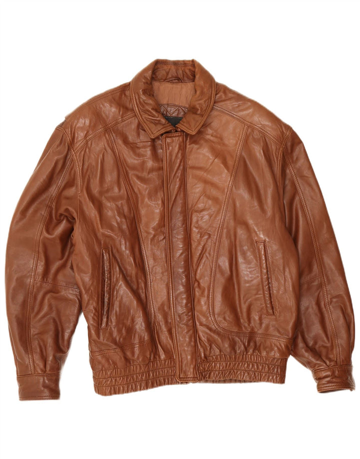 Vintage Herre Bomber Læderjakke IT 50 Stor Brun