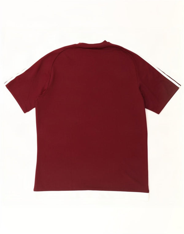 Adidas Herre Climalite T-Shirt Top Stor Burgundy Colourblock Polyester