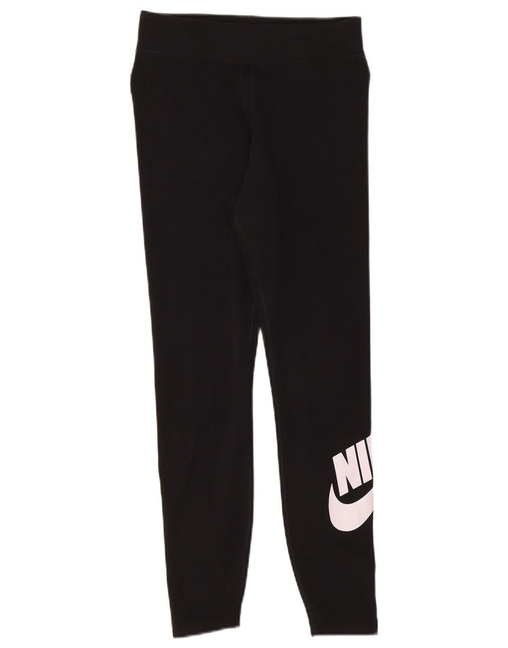 Nike Dame Grafiske Leggings UK 12 Medium Sort Bomuld