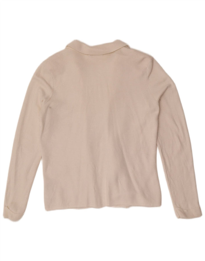 Marks & Spencer Womens Open Cardigan Sweater UK 14 Medium Beige Polyamid