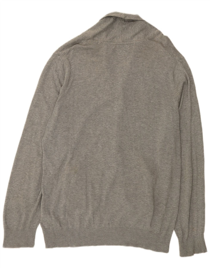 MARKS & SPENCER Herre Blue Harbor Cardigan Sweater Stor Grå Bomuld
