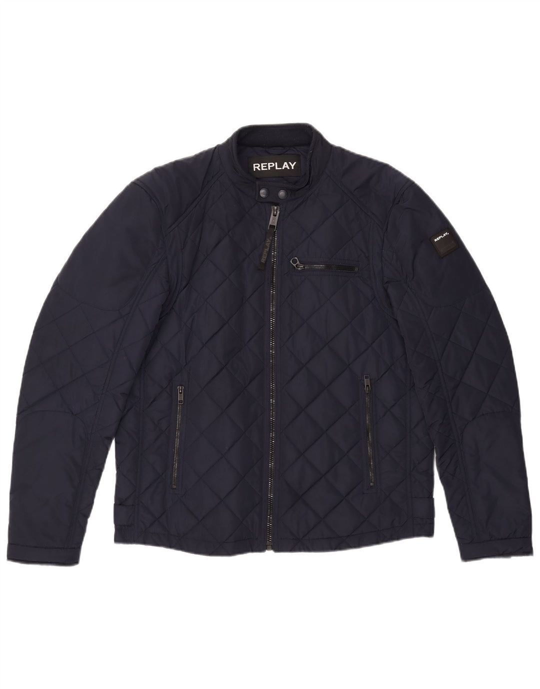 Replay Herre Quilted Jacket UK 40 Large Navy Blue Polyester