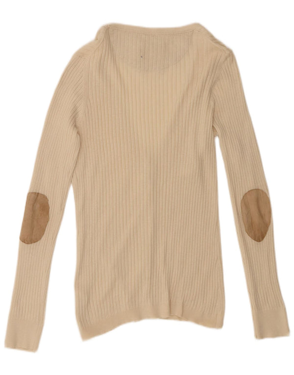 Massimo Dutti Dame Cardigan Sweater UK 16 Stor Beige Bomuld
