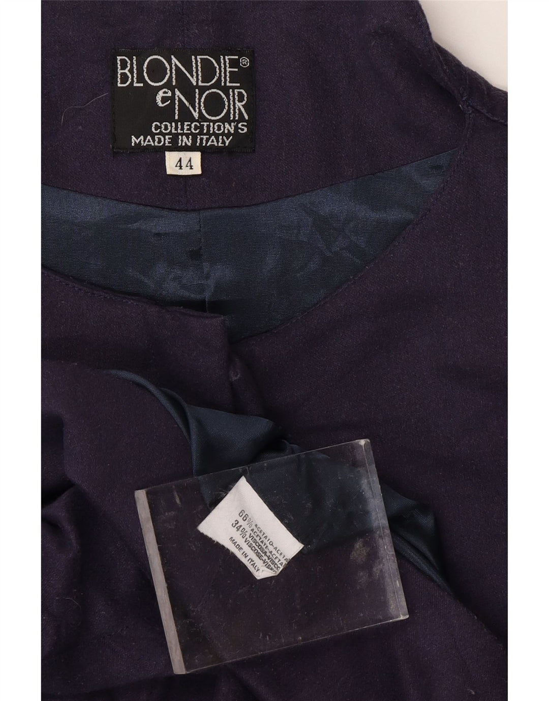 VINTAGE Bomberjakke til kvinder IT 44 Medium Navy Blue Acetate