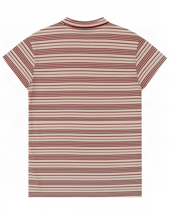Sergio Tacchini Dame T-Shirt Top IT 44 Medium Hvid Stribet Polyester