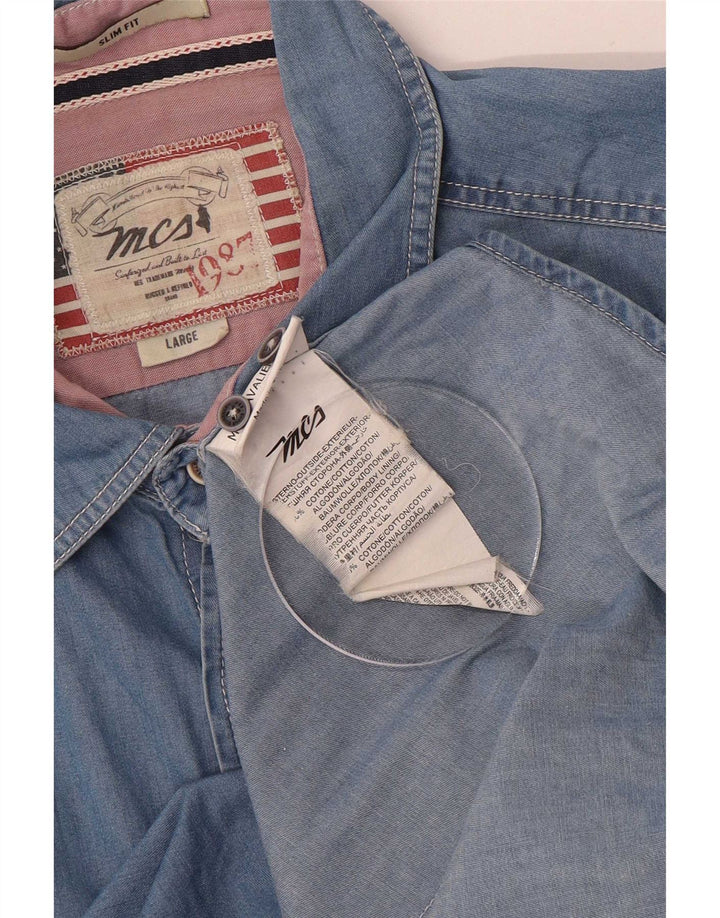 Marlboro Classics Denimskjorte til mænd Stor blå bomuld