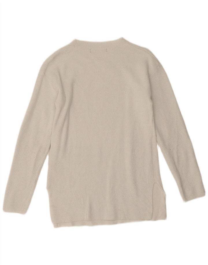 Marks & Spencer Dame Boat Neck Jumper Sweater UK 10 Small White Viscose