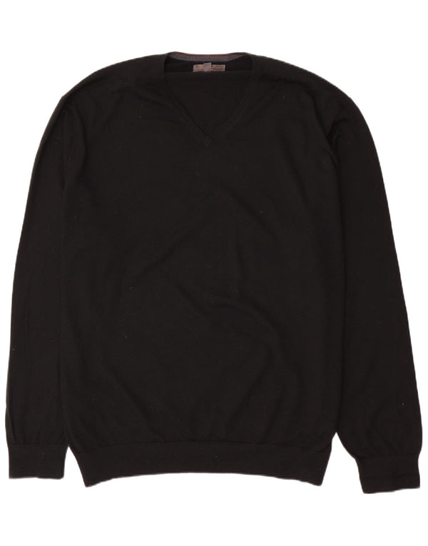 Marks & Spencer Herre V-hals sweater 3XL Sort Merinould