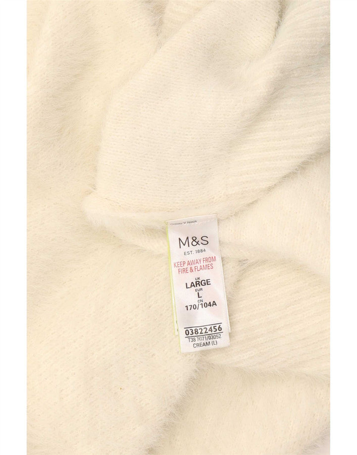 Marks & Spencer Dame V-hals sweater UK 16 Large Off White
