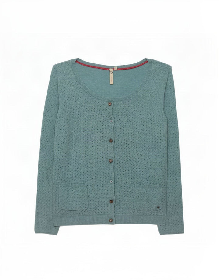 White Stuff Dame Cardigan Sweater UK 10 Small Blue Cotton