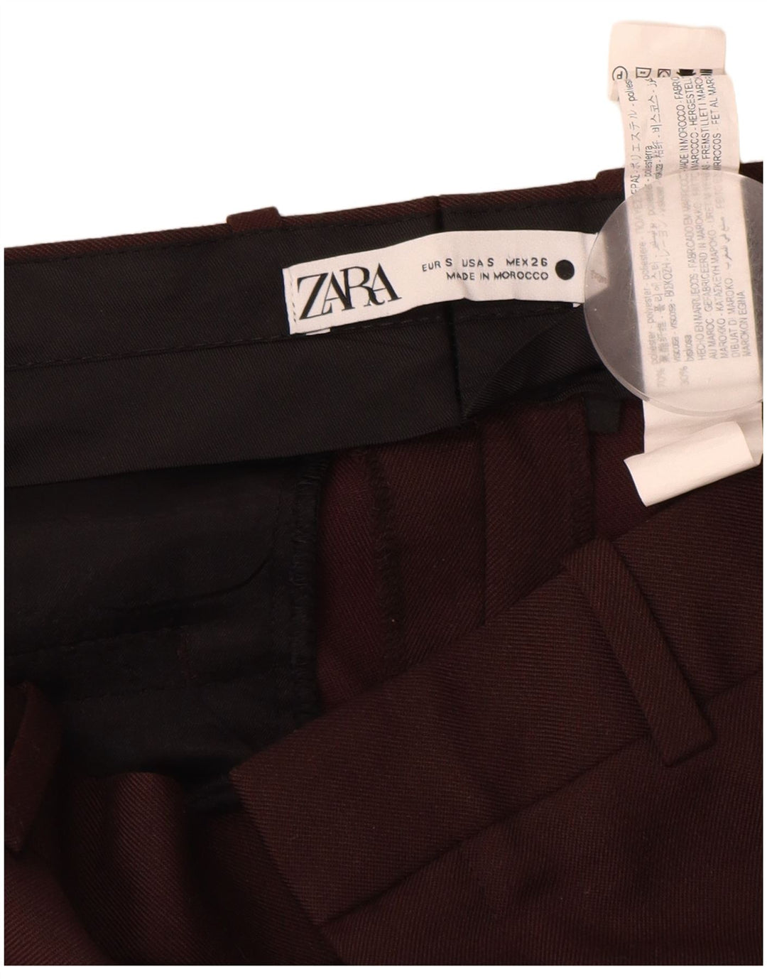 Zara lige chinosbukser til kvinder Small W26 L28 brun polyester