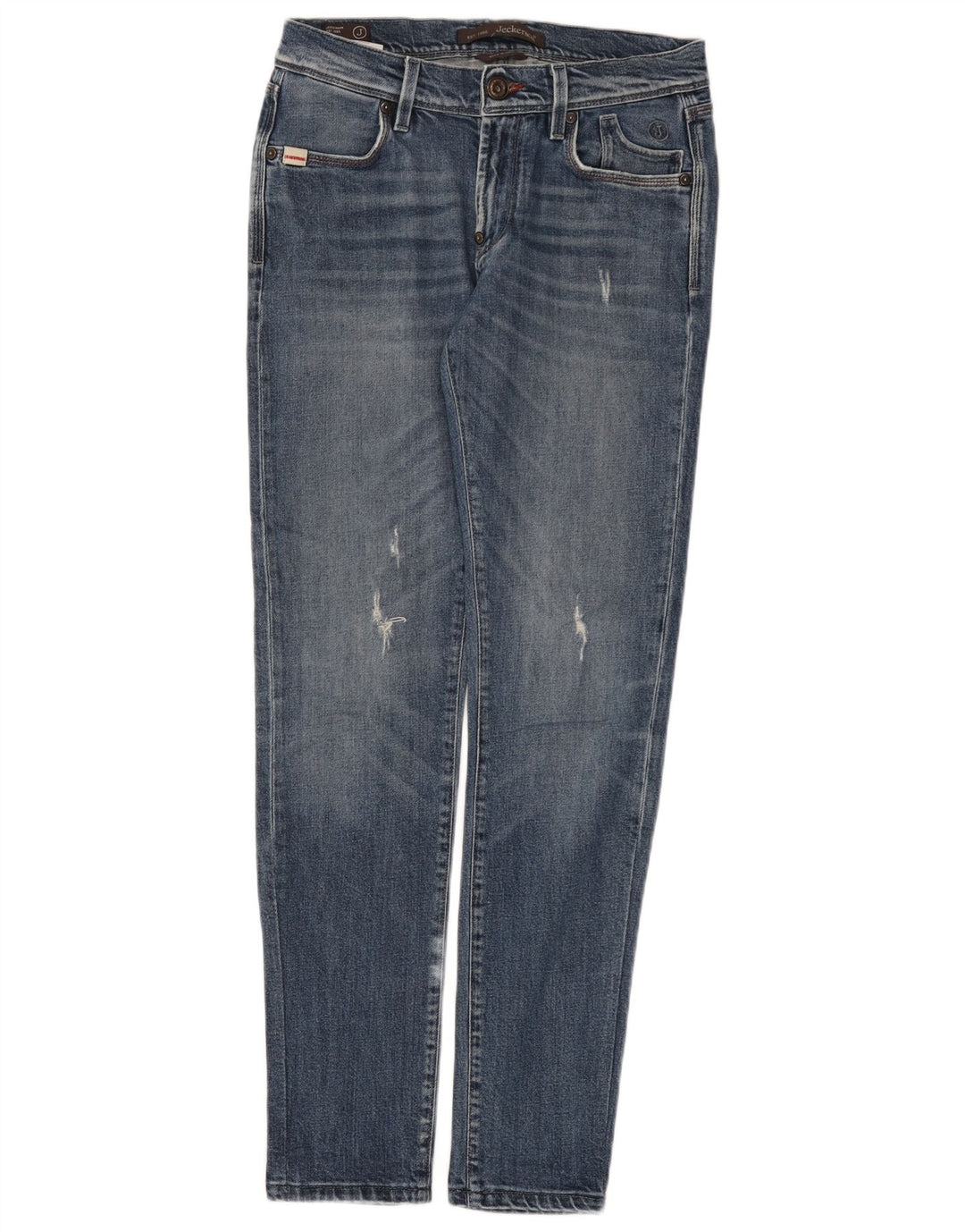 Jeckerson Womens Distressed Low Slim Jeans W29 L31 Blue Cotton