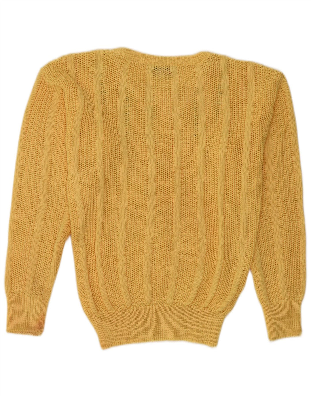 VINTAGE Dame Boat Neck Jumper Sweater UK 12 Medium Gul Akryl