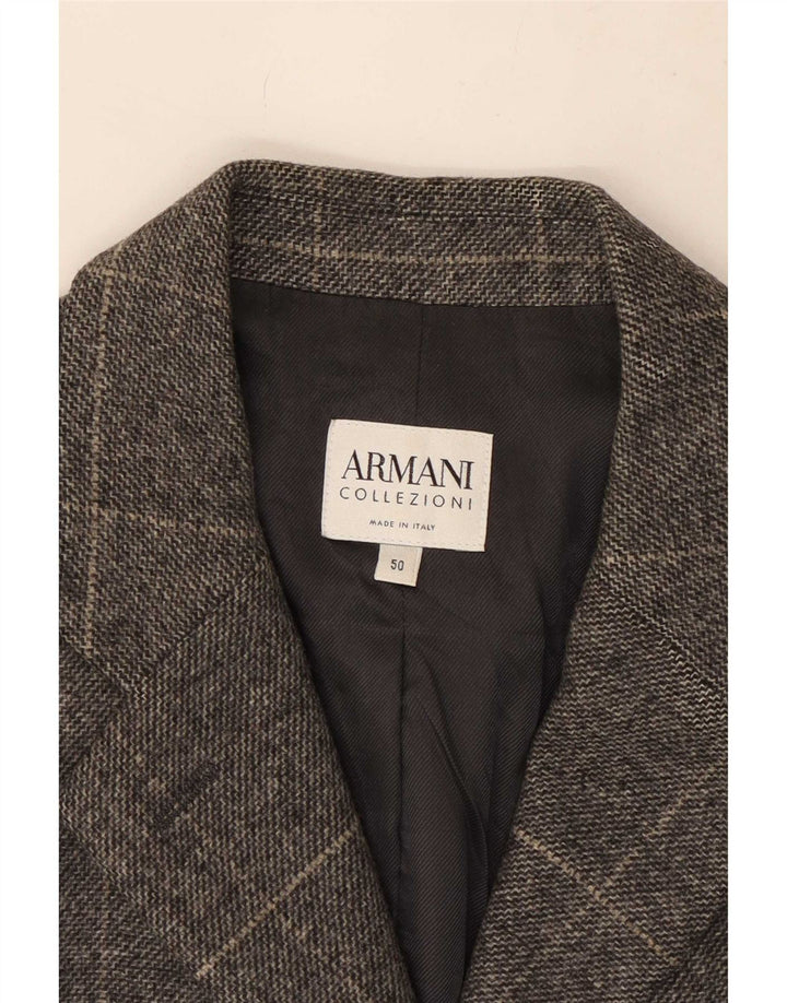 Armani Collezioni Dame 3-knaps blazerjakke IT 50 XL Grå ternet uld