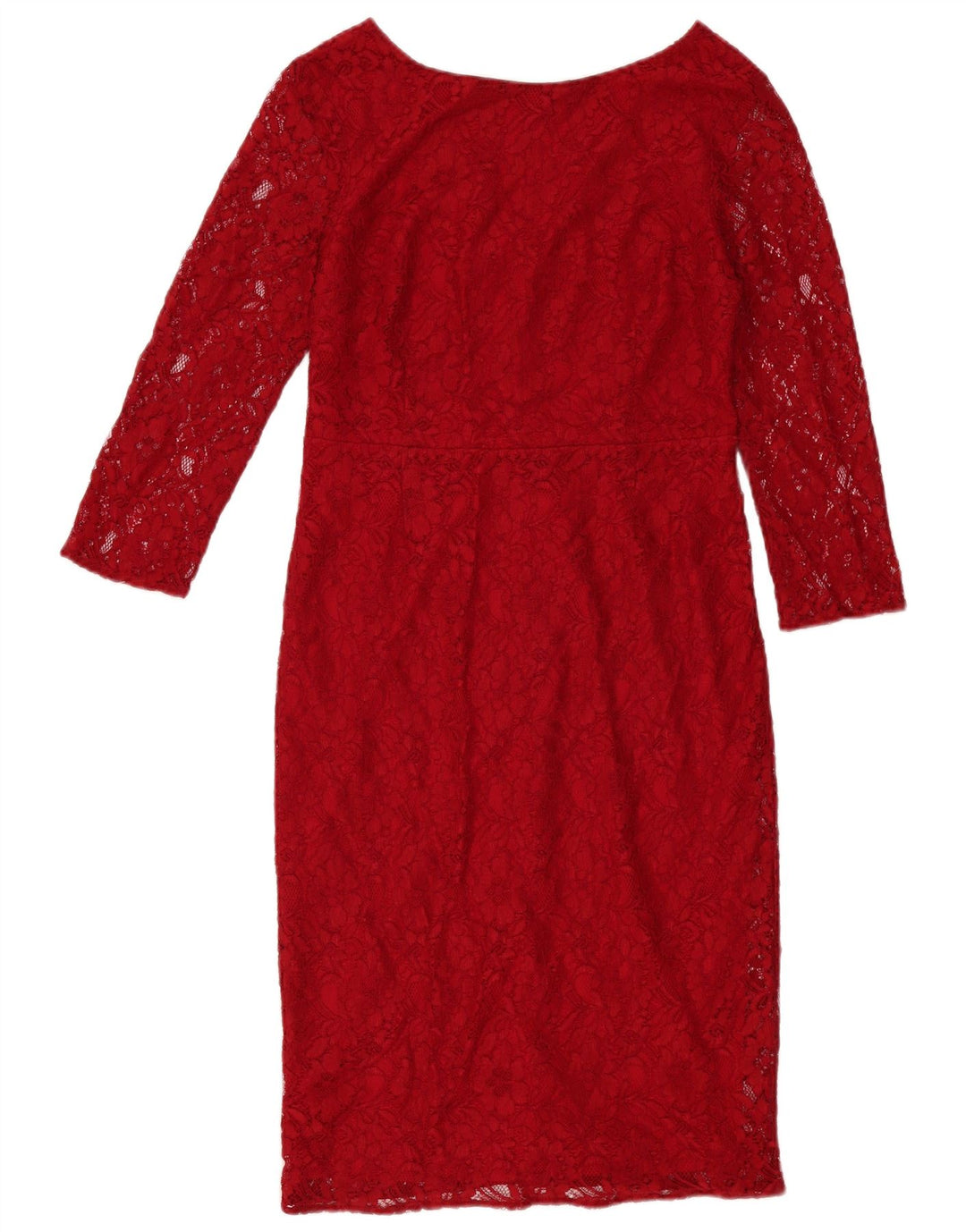 Oasis Kvinders 3/4-ærmede Skedekjole UK 12 Medium Red Floral Polyamid